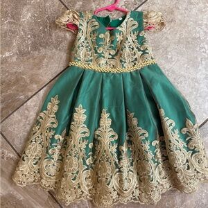 Elegant Green and Gold Dress